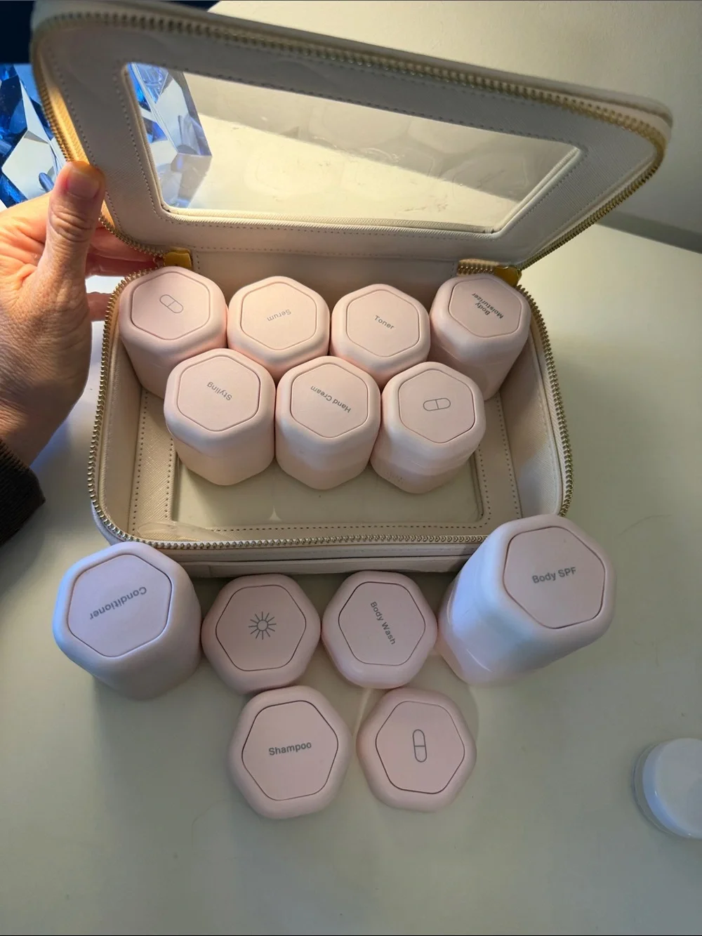 Cadence Capsule System Travel Cosmetic Cream Organizer Set - Pink